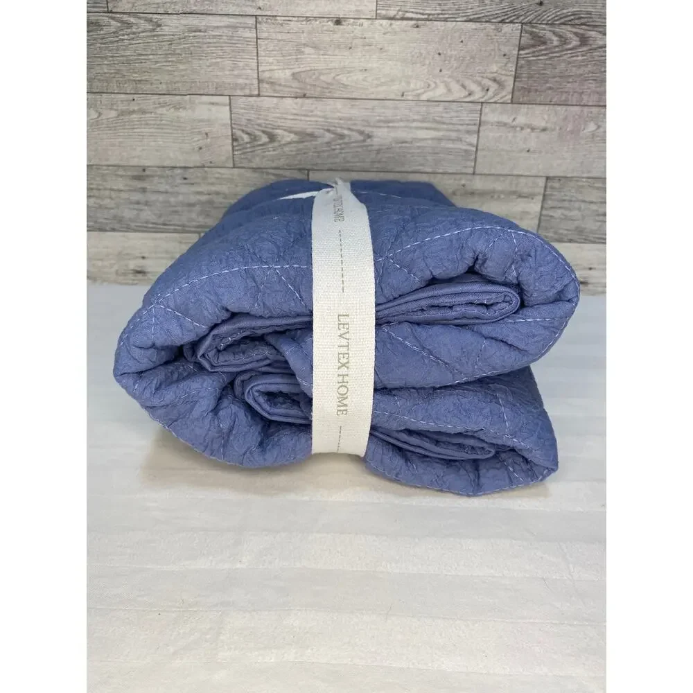 Levtex Home Rowan Euro Sham Set 2 Blue Quilted 26x26 NWT Bedding